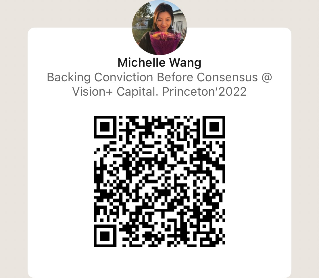 Michelle Wang 的 LinkedIn 名片和二维码